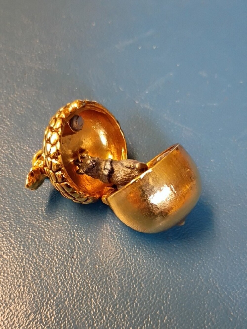 Gold Acorn Charm Pendant Hidden Squirrel - Women Jewelry